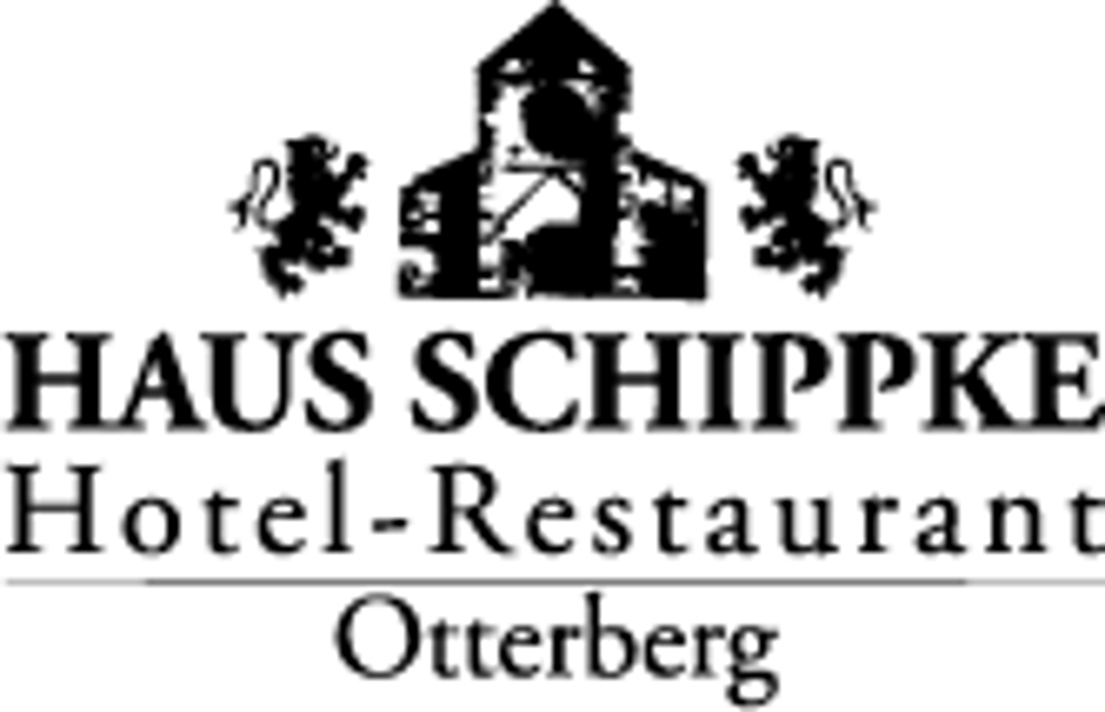 Logo des Hotel-Restaurants Haus Schippke, Oberberg, mit stilisiertem Gebäude und Schriftzug.