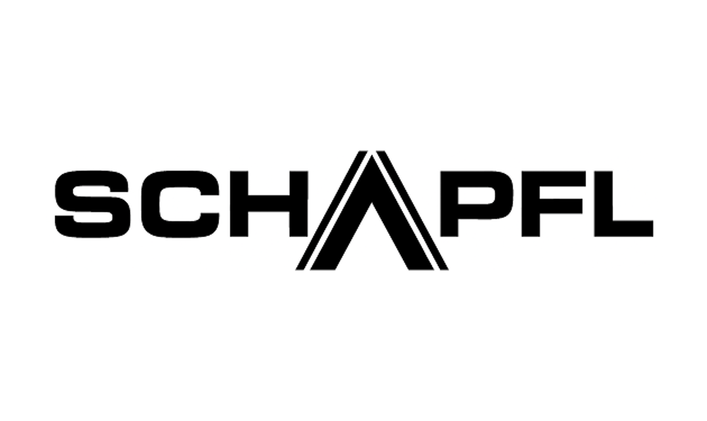 SCHAPFL Logo mit einem stilisierten A als Berg.