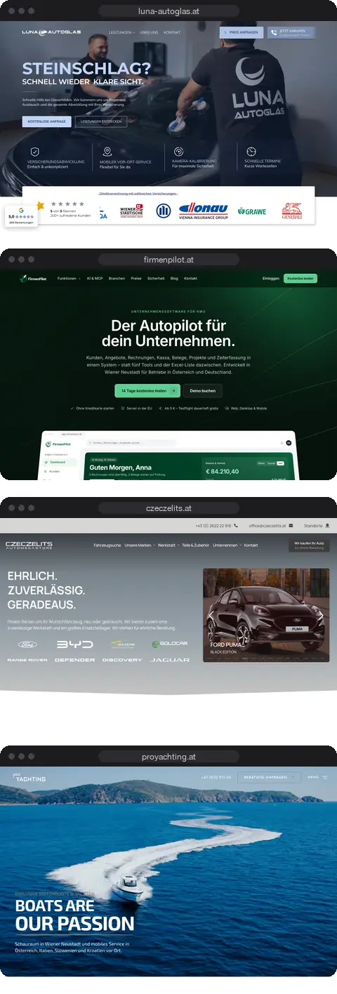 Ausschnitt aus Websites von LD MEDIA