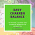 Grünes Buchcover "EASY CHAKREN BALANCE" mit Text und Namen Eva Zimmermann, umgeben von Lebensmitteln.