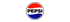 Rotes, weißes und blaues Pepsi-Logo mit schwarzem "PEPSI"-Text in der Mitte.
