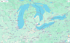 Map of the Michigan Property Inspections service area, a circle around Grand Blanc covering 18 counties in Southeast and Mid-Michigan