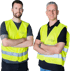 Dominik Walter und Dirk Abel in Warnweste mit verschränkten Armen