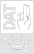 Green sign with a white hand crossing its fingers, next to "DAT"; below it, a green car silhouette.