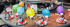 Festlich gedeckter Tisch mit Tellern, Bechern, Partyhüten und bunten Ballons.