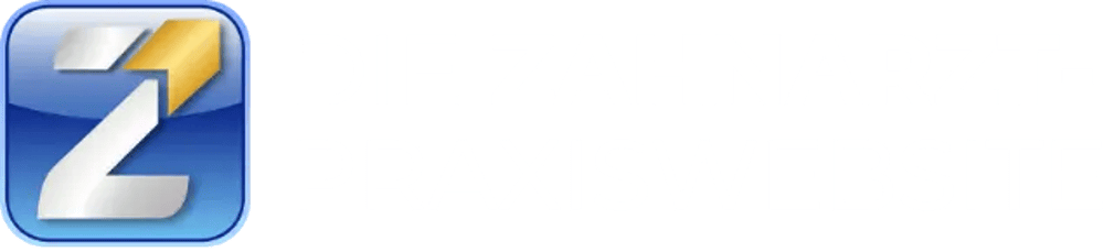 Logo mit blauem Quadrat und weißem „Z“ mit goldener Spitze, daneben Text „DIE ZAHNARZT-PRAXISWEBSITE“.
