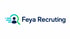 Logo Feya Recruiting: stilisierter Mensch in Lupe mit blauen Linien, daneben der Text "Feya Recruiting".