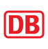 Rotes Logo der Deutschen Bahn mit den Buchstaben DB in einem abgerundeten Rechteck auf schwarzem Hintergrund.