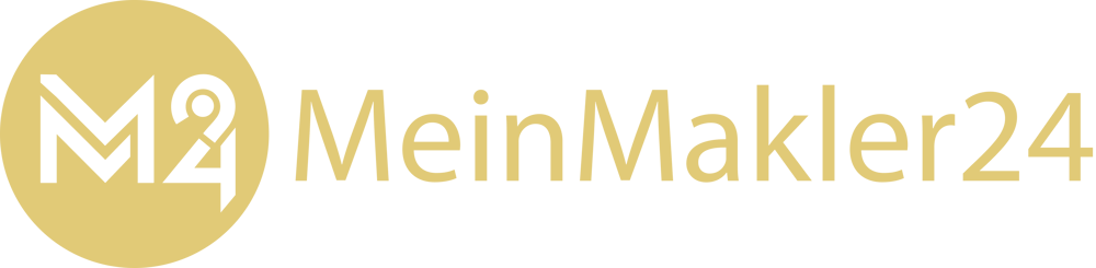 Logo von MeinMakler24 mit schwarzem Kreis und weißem "M24"-Symbol, daneben der Text "MeinMakler24".
