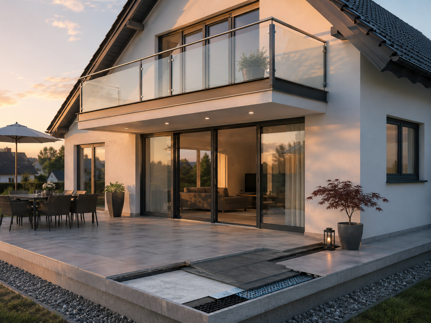 Terrasse und Balkon mit Glasgeländer