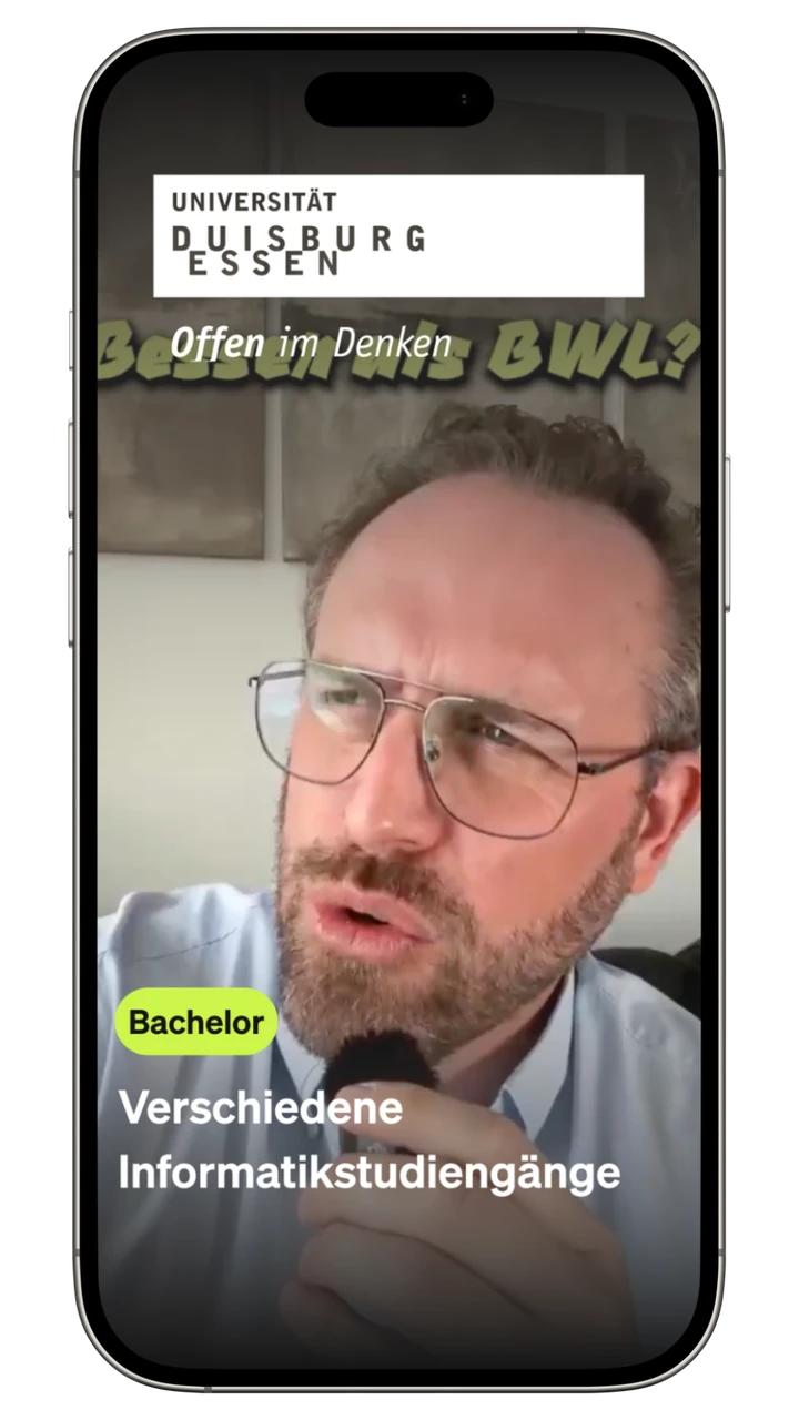 Anzeige der Universität Duisburg-Essen für die Informatikstudiengänge