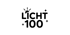 Logo mit dem Text "LICHT 100", wobei das "L" eine Sonne mit Strahlen ist und Sterne darum herum sind.