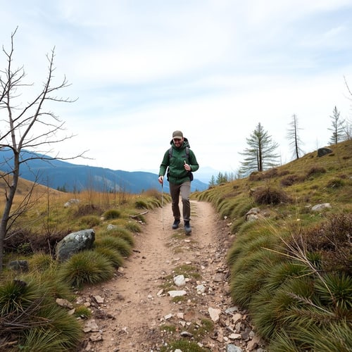 Wanderweg auf der Schwäbischen Alb mit Jurafelsen