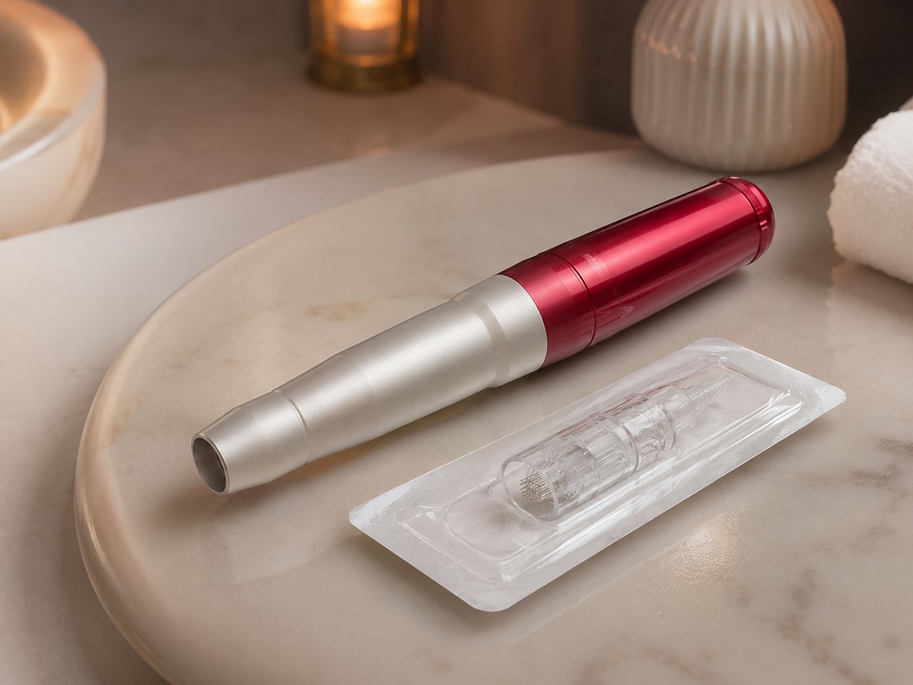 Microneedling-Gerät und hygienisch vorbereiteter Arbeitsplatz bei SWON in Pforzheim
