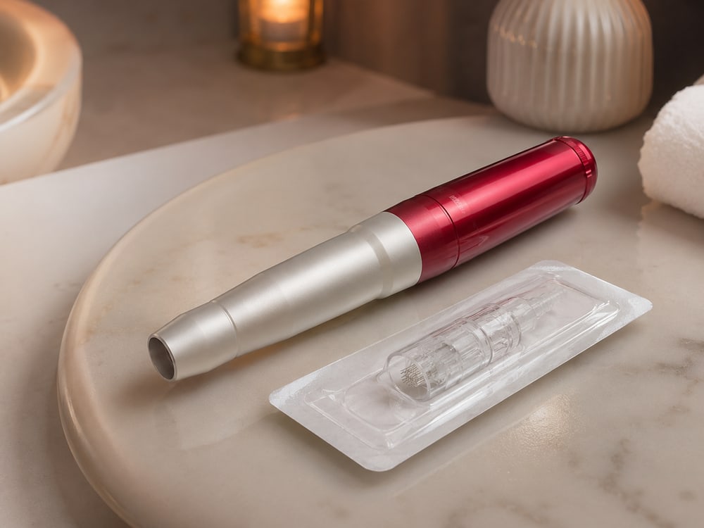 Microneedling-Gerät und steril verpacktes Einmal-Nadelmodul bei SWON in Pforzheim