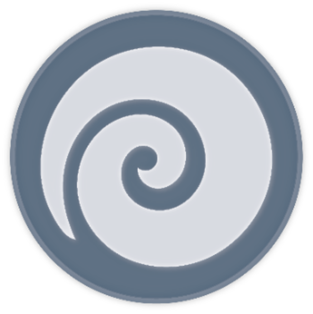 Grauer Kreis mit einer weißen Spirale, die sich zum Mittelpunkt hin windet.