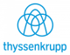 Blaues ThyssenKrupp-Logo mit drei ineinandergreifenden Ringen über dem Schriftzug „thyssenkrupp“.