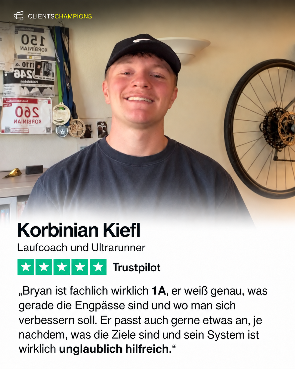 Kundenbewertung von Korbinian Kiefl (Kobi) mit Porträt und fünf Sternen