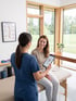 Healthcare provider reviewing a personalized weight management plan with a patient using a tablet.
