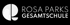 Logo der Rosa Parks Gesamtschule mit stilisiertem Porträt von Rosa Parks und dem Schriftzug "ROSA PARKS GESAMTSCHULE".