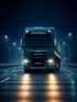Grüner MAN-LKW "Christof Wegner" fährt nachts auf nasser Autobahn mit eingeschalteten Scheinwerfern.