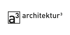 Schwarzes Logo auf dunkelgrünem Hintergrund: ein Quadrat mit einem kleinen „a“ und einer hochgestellten „3“, gefolgt von „architektur³“.