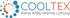 Cooltex Logo mit dem Slogan Klima Kälte Wärme Lüftung und einem kreisförmigen Punktmuster in Blau und Orange.