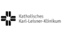 Kreuzförmiges Logo mit Text "Katholisches Karl-Leisner-Klinikum"