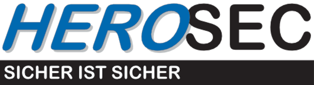 HEROSEC-Logo mit dem Slogan "SICHER IST SICHER" in Weiß auf grünem und schwarzem Hintergrund.