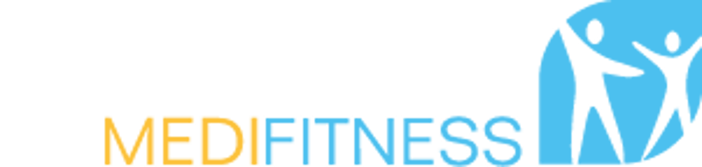 Ergo Fitness Logo mit zwei stilisierten Figuren auf blauem Hintergrund.