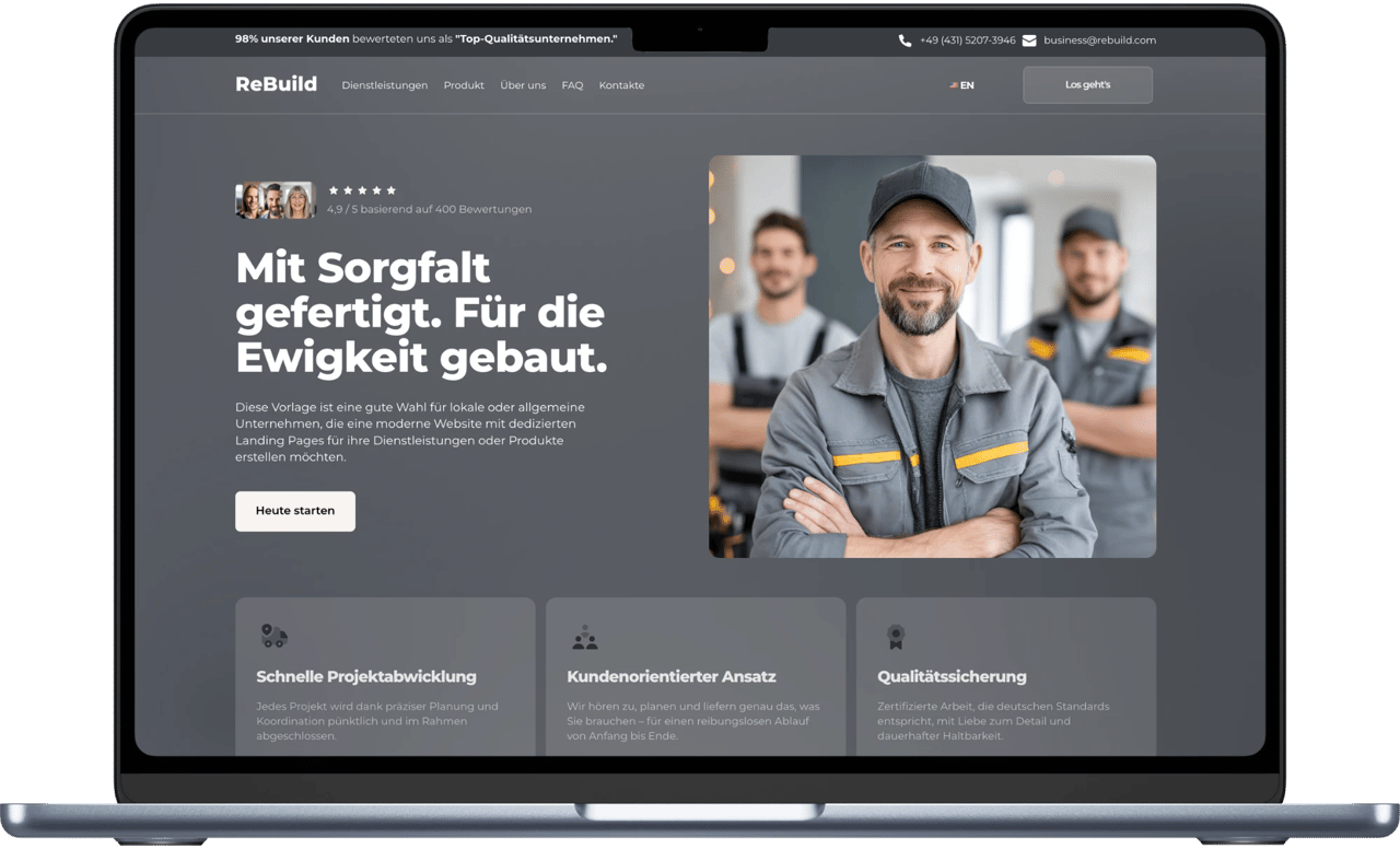 Beispiel-Webseite für einen Handwerksbetrieb