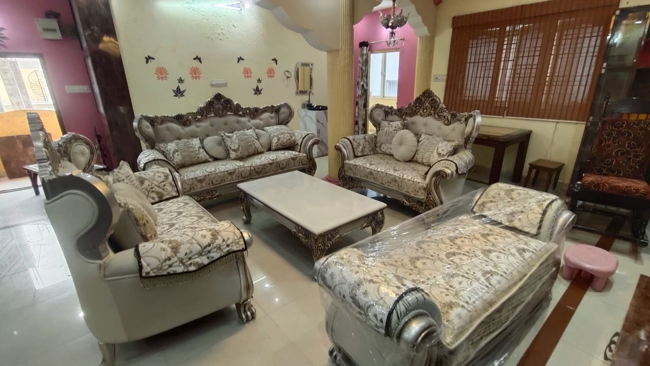 Silver Floral Maharaja Set