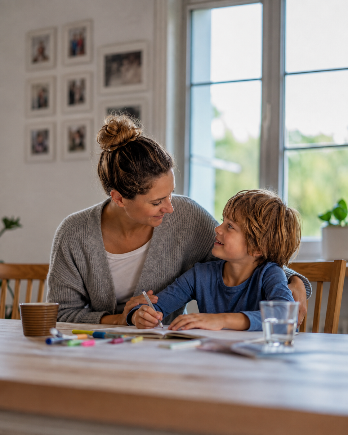 Mutter und Kind in einer alltäglichen Situation zu Hause