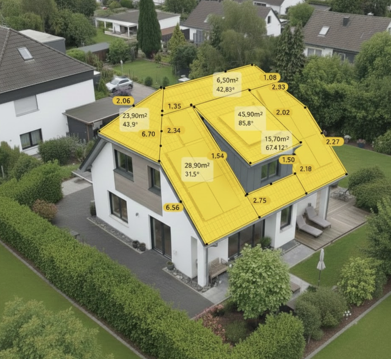 Dachvermessung mit Drohne bei einem Handwerksbetrieb