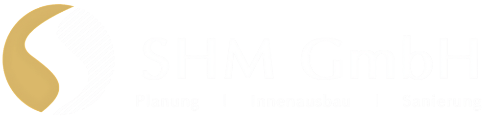 Logo SHM GmbH: Planung, Innenausbau, Sanierung auf grünem Hintergrund.