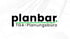 Planbar TGA-Planungsbüro Logo auf einem Hintergrund mit Bauplänen und Lineal.