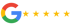 Buntes Google-Logo mit fünf gelben Sternen für eine Fünf-Sterne-Bewertung auf schwarzem Hintergrund.