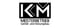 Schwarz-weißes Logo mit den Buchstaben KM, darunter "MEISTERBETRIEB Sanitär- und Heizungsbau".