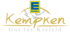 Edeka Kempken Logo mit gelbem Edeka-Schriftzug und „Gut für Krefeld“ in Grau auf dunklem Hintergrund.