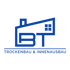 Blaues Logo mit stilisiertem Haus, Buchstaben BT und Text "TROCKENBAU & INNENAUSBAU".