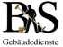 Schwarze Silhouette eines Fensterputzers mit Eimer und Schaber zwischen den Buchstaben B und S; darunter "Gebäudedienste".