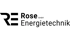 Logo von Rose Energietechnik GmbH: Schwarze Buchstaben "RE" links, "Rose GmbH Energietechnik" rechts.