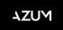 Weißes AZUM-Logo auf schwarzem Hintergrund.