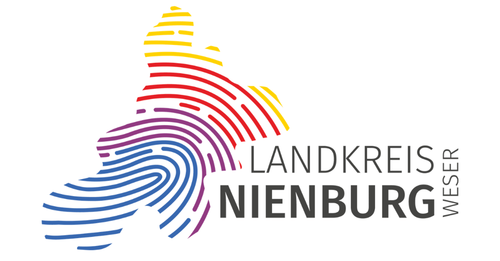 Wappen der Samtgemeinde Ilmenau mit gelbem Löwen, blauen Wellenband und roten Herzen auf gelbem Grund.