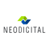 NEODIGITAL Logo: Grüne und blaue, gefaltete Form über dem Wort "NEODIGITAL" in Dunkelgrau auf grünem Hintergrund.