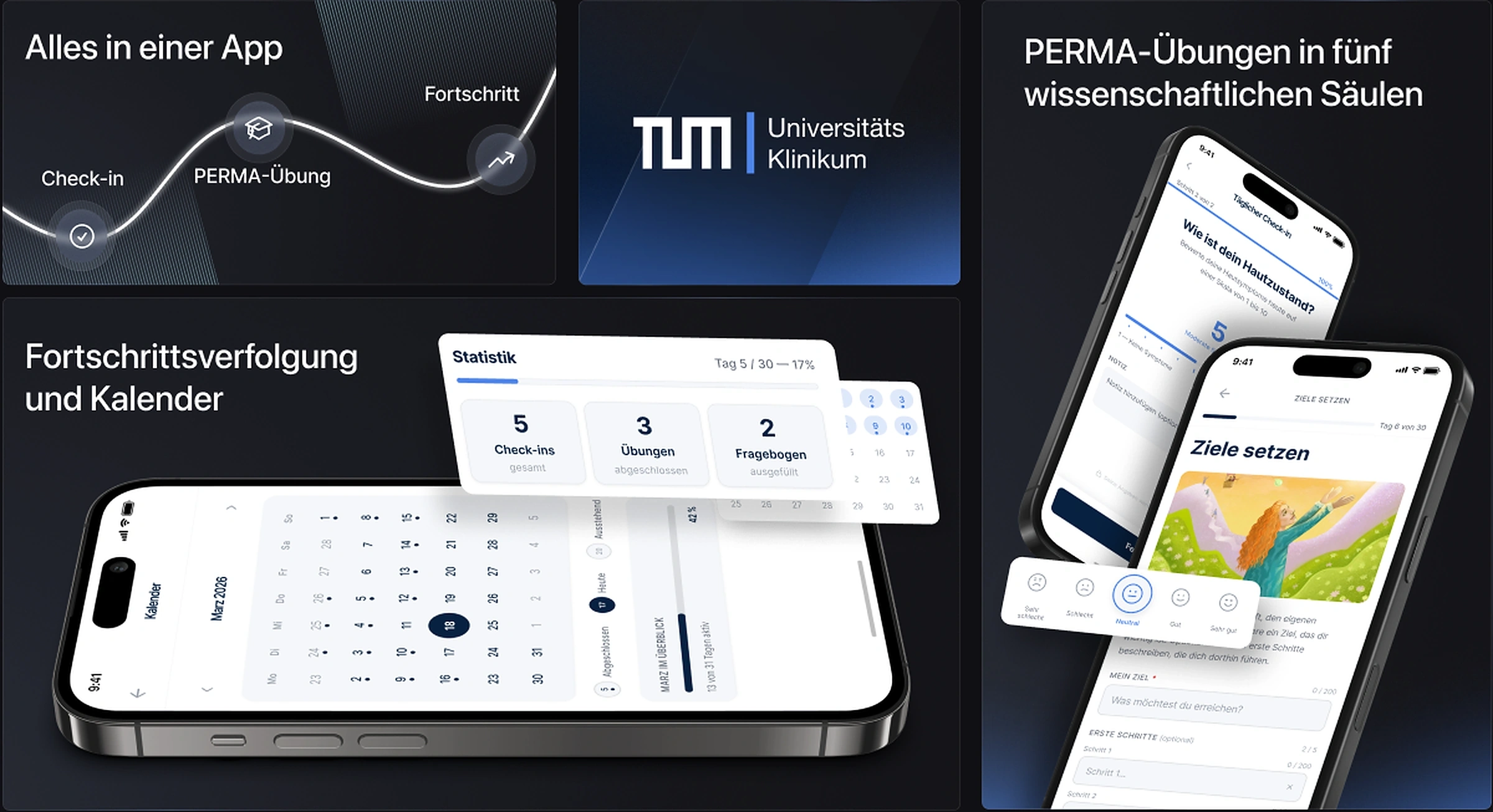 TUM Universitätsklinikum — App-Ansichten