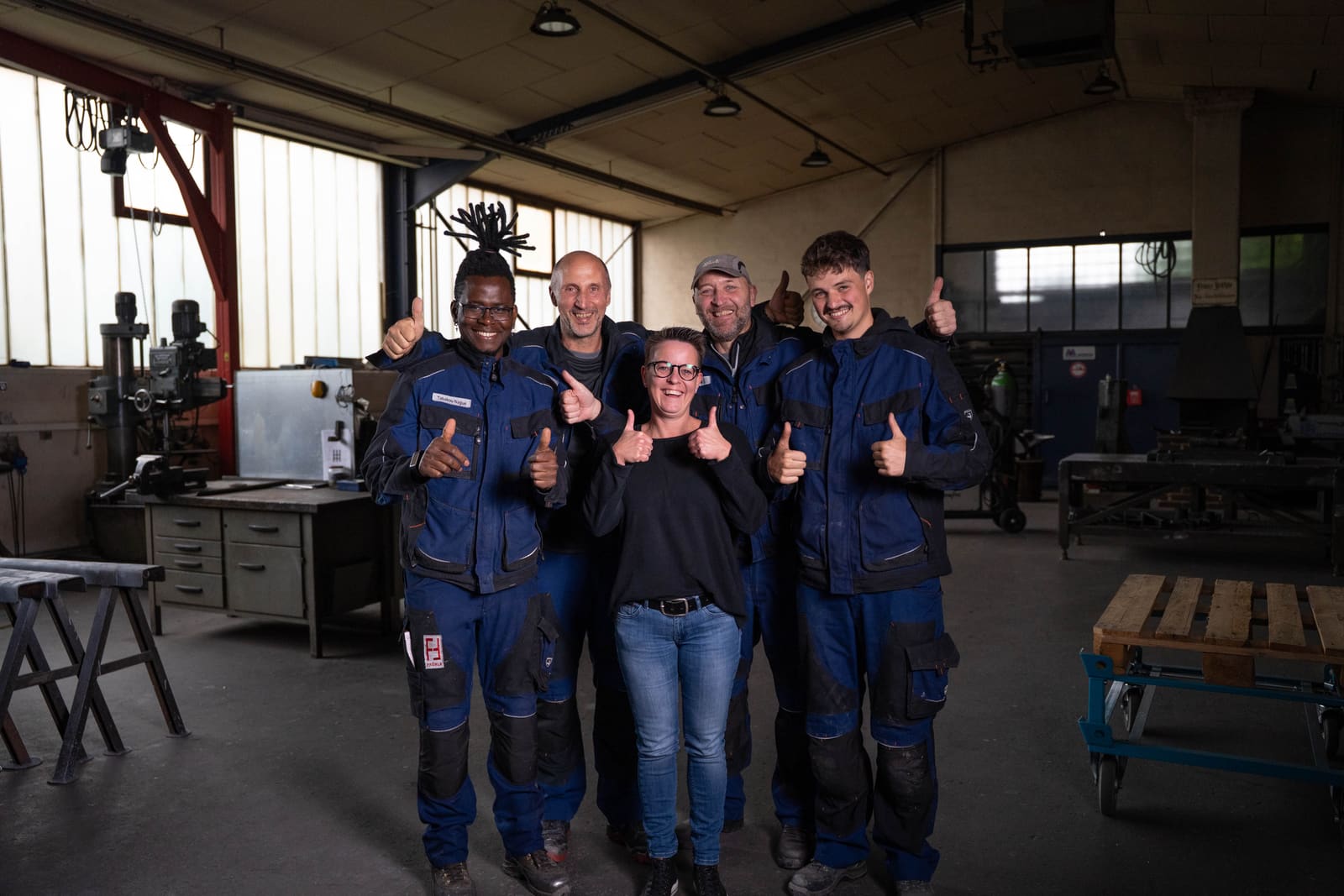Das Team der Schlosserei Fröhle in der Werkstatt