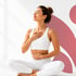 Woman meditating, eyes closed, hands on chest, improving wellness