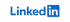 Blaues LinkedIn-Logo mit weißem Schriftzug auf schwarzem Hintergrund.