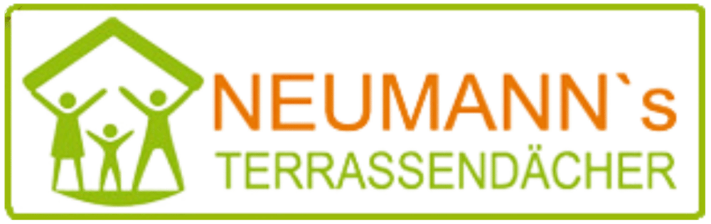 Logo mit Familie unter einem Dach und Text "NEUMANN'S TERRASSENDÄCHER".